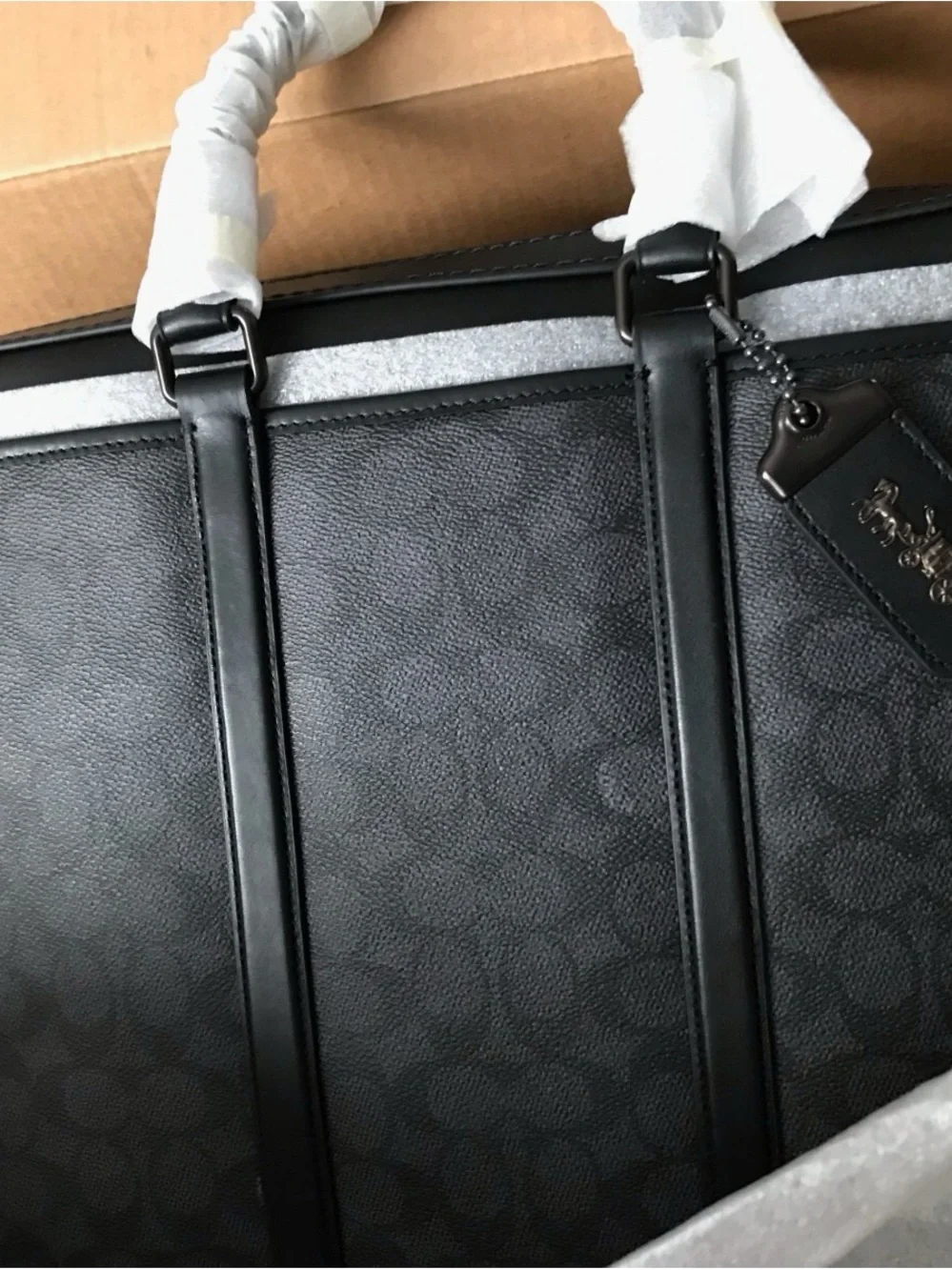 NWT COACH Metropolitan Slim Briefcase - Signature Canvas Charcoal/Blk Laptop bag